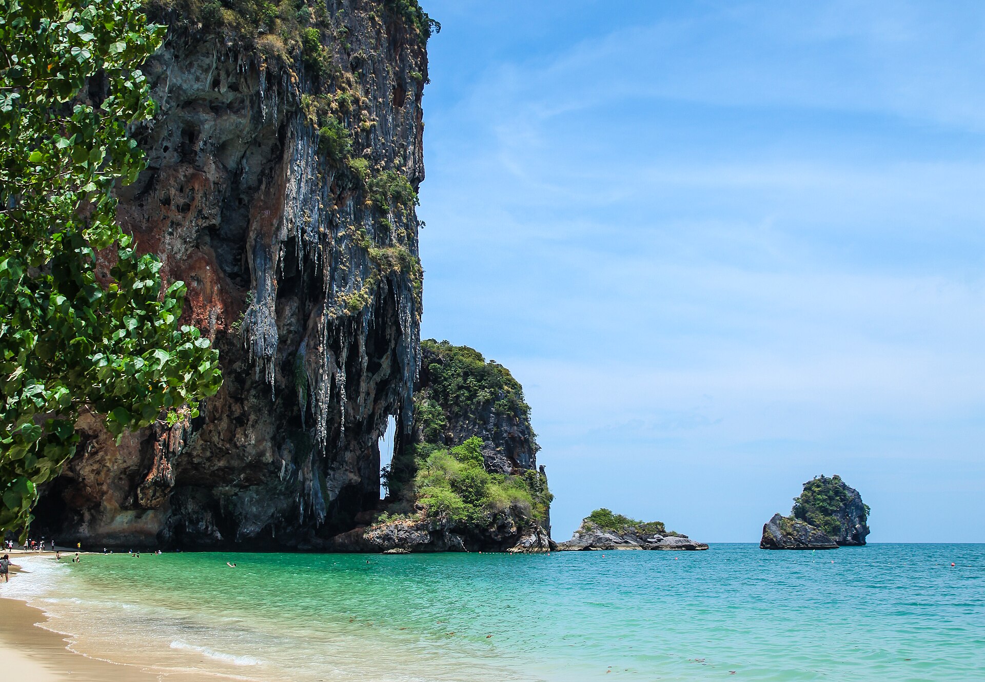 Limestone cliffs and turquoise water at Railay Beach, Thailand